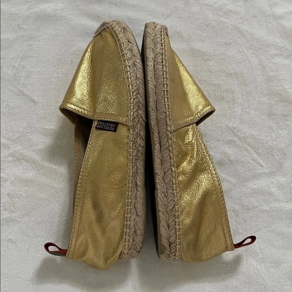 Penelope Chilvers Gold Espadrille Slip-Ons